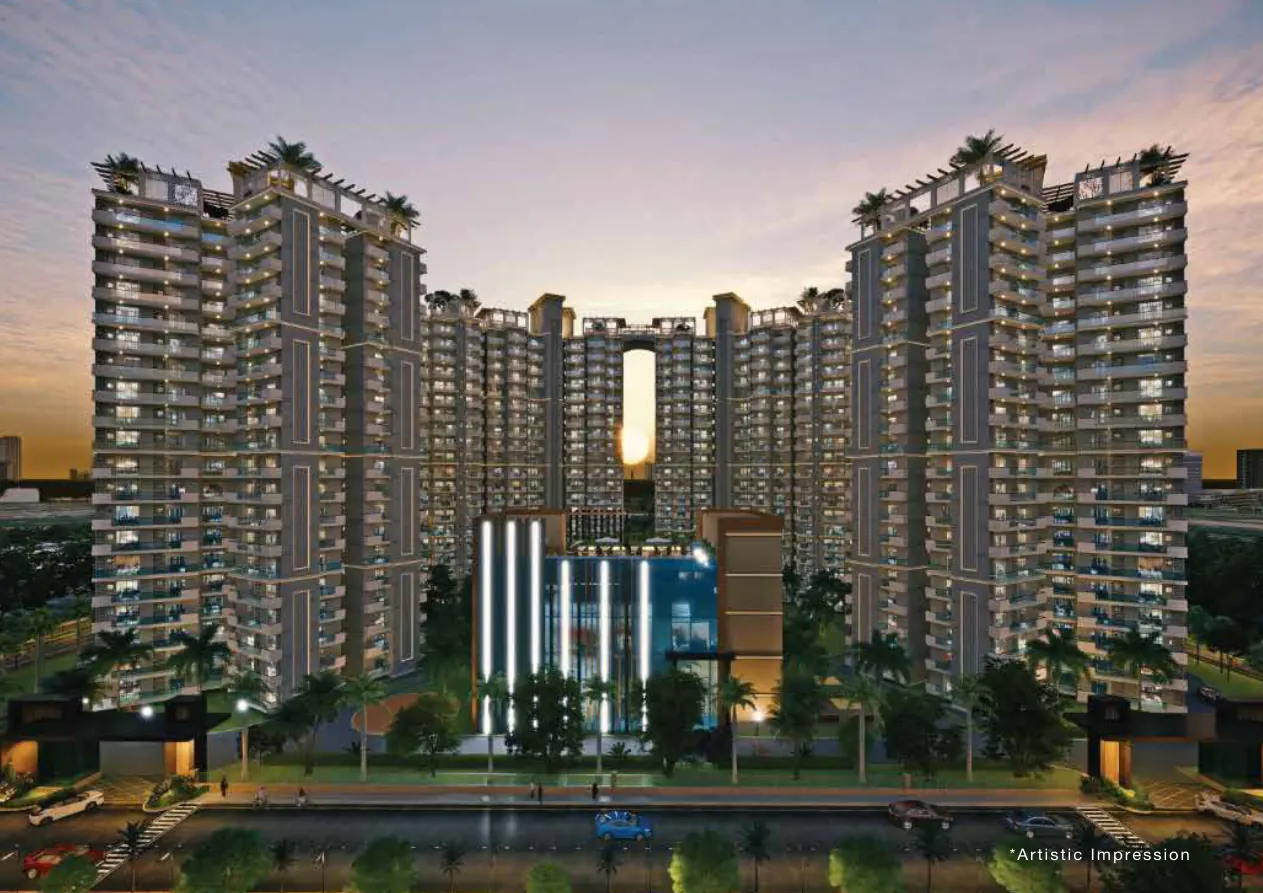 Circuit Heights towers with landscaped gardens and residential balconies